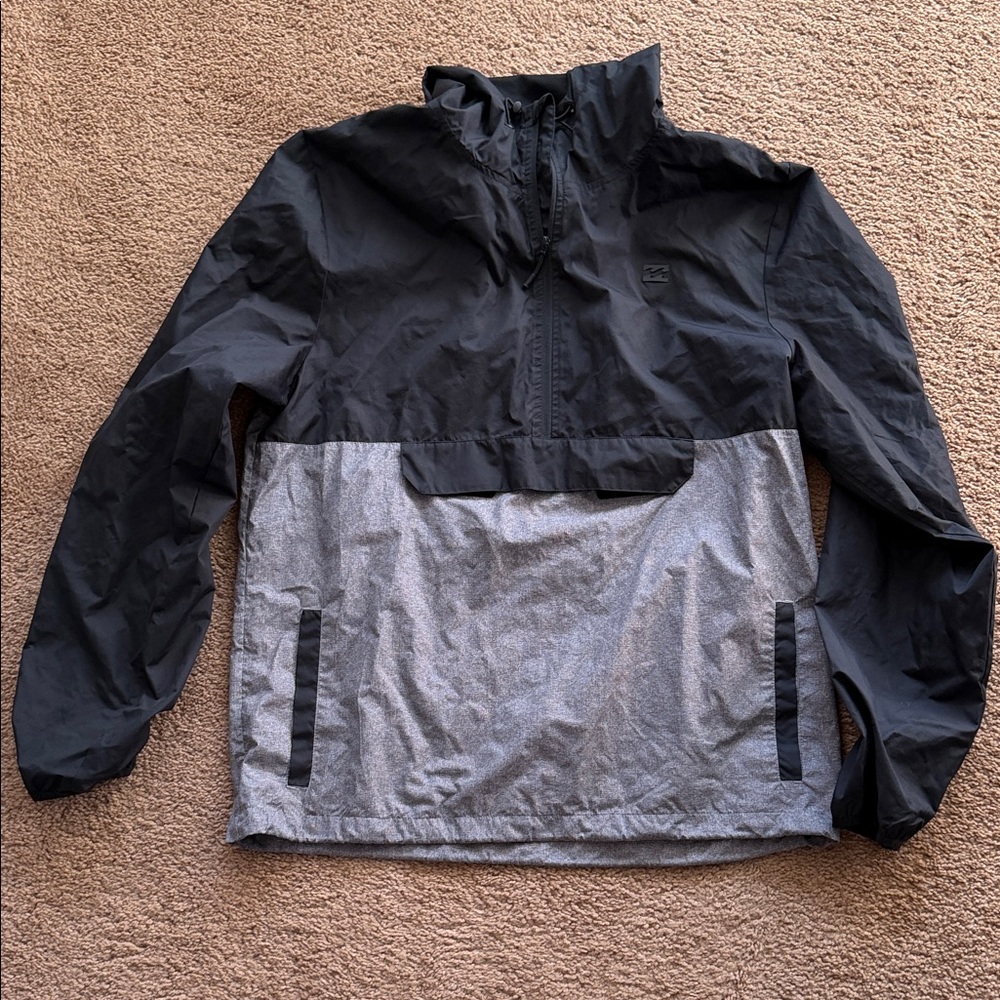 Billabong Black and Gray Colorblock Pullover Windbreaker
